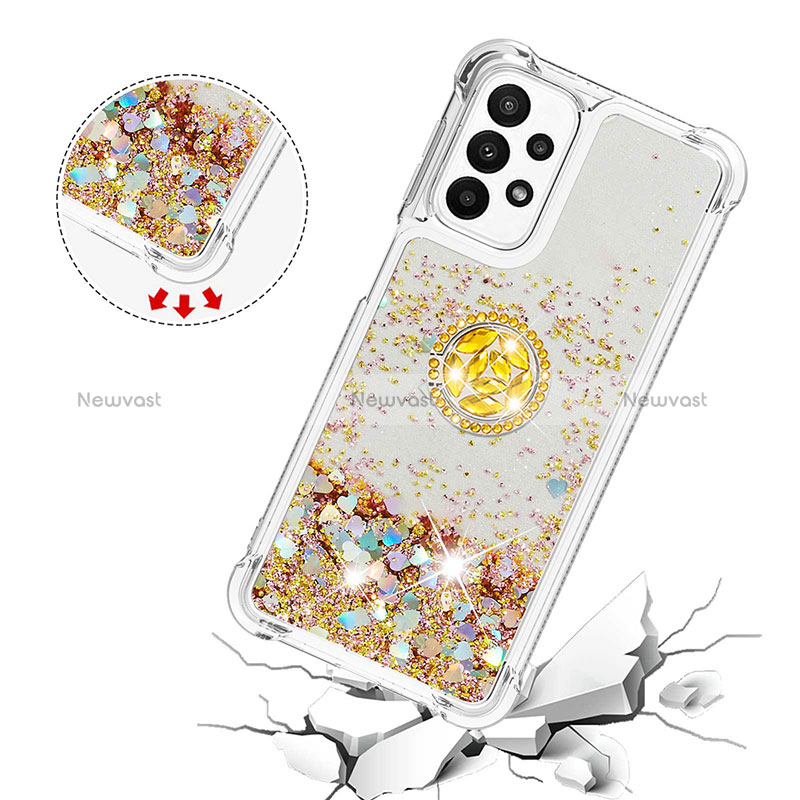 Silicone Candy Rubber TPU Bling-Bling Soft Case Cover with Finger Ring Stand S01 for Samsung Galaxy A23 4G