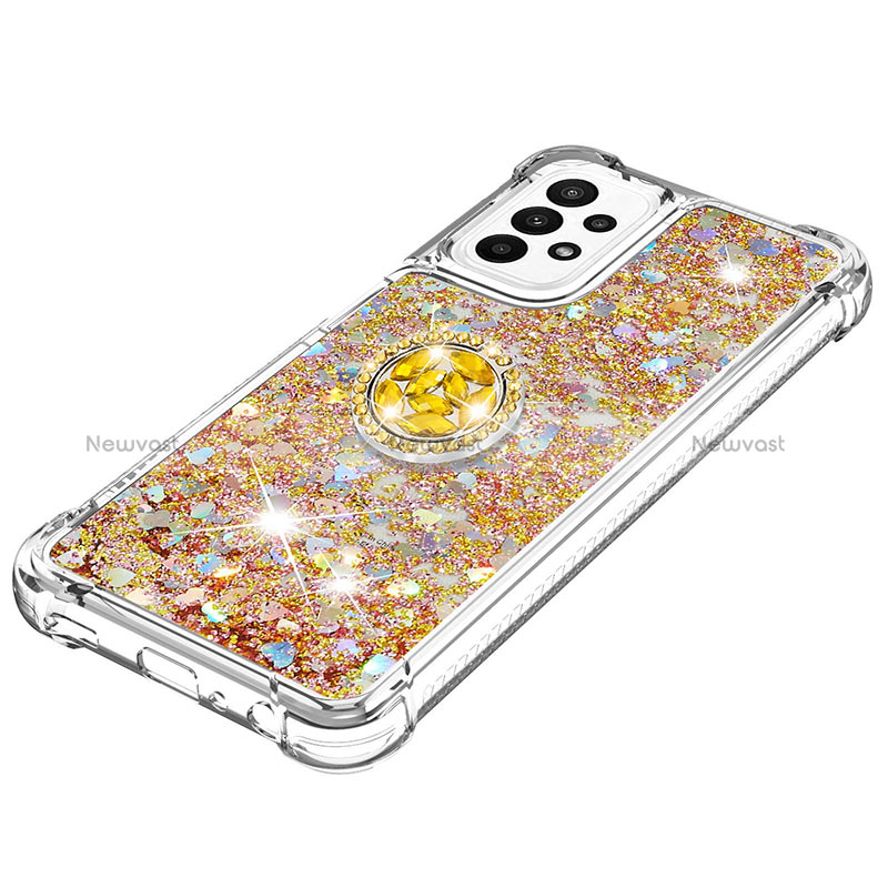 Silicone Candy Rubber TPU Bling-Bling Soft Case Cover with Finger Ring Stand S01 for Samsung Galaxy A23 4G