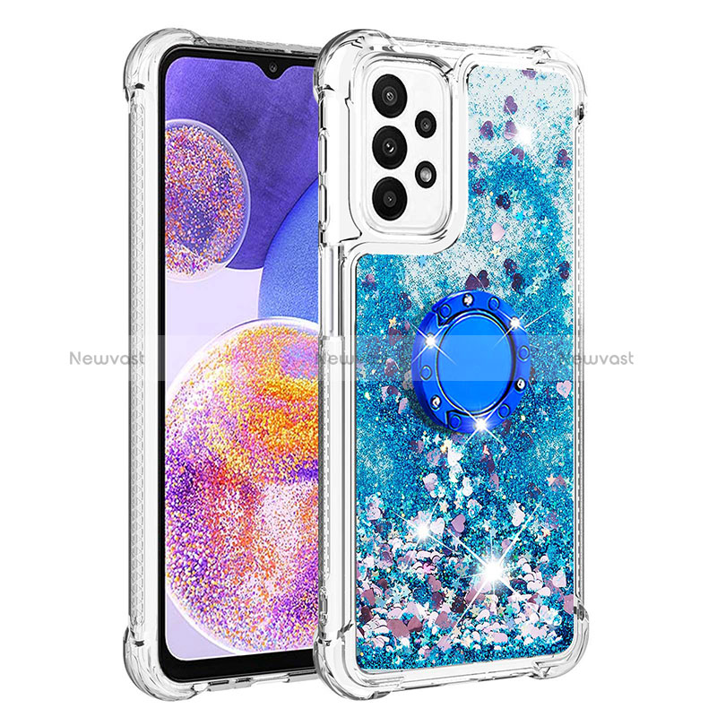 Silicone Candy Rubber TPU Bling-Bling Soft Case Cover with Finger Ring Stand S01 for Samsung Galaxy A23 4G