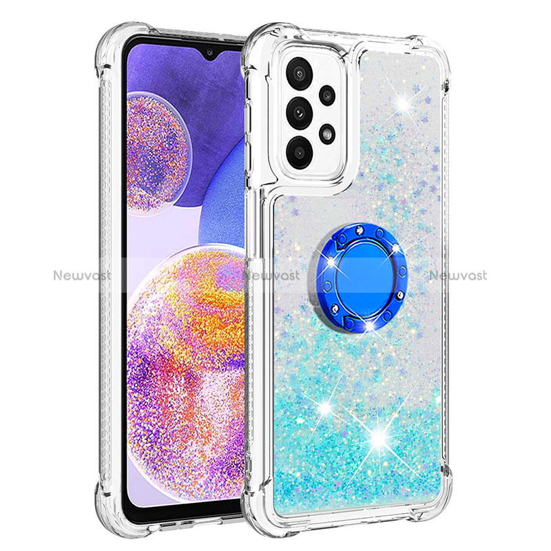 Silicone Candy Rubber TPU Bling-Bling Soft Case Cover with Finger Ring Stand S01 for Samsung Galaxy A23 4G