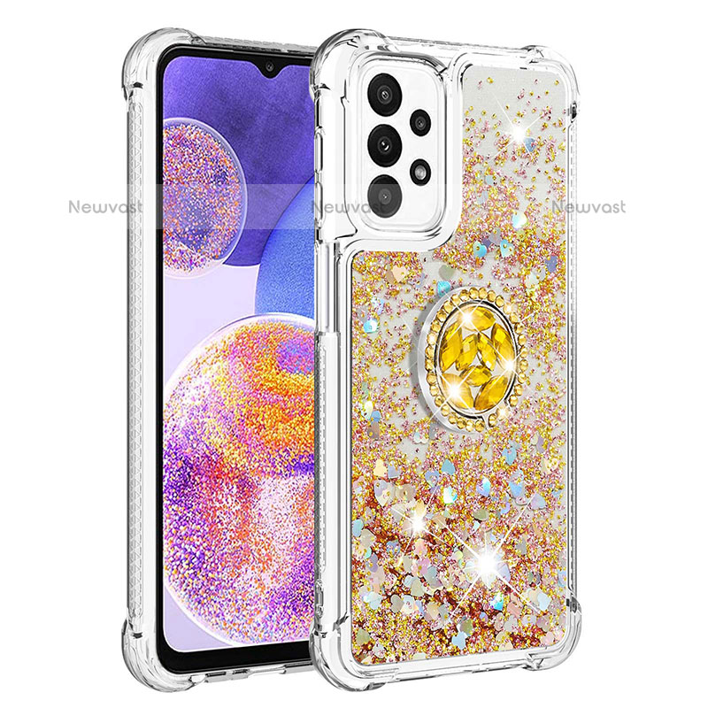 Silicone Candy Rubber TPU Bling-Bling Soft Case Cover with Finger Ring Stand S01 for Samsung Galaxy A23 5G