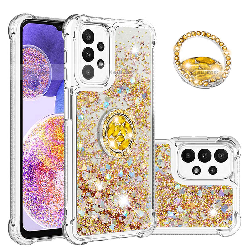 Silicone Candy Rubber TPU Bling-Bling Soft Case Cover with Finger Ring Stand S01 for Samsung Galaxy A23 5G