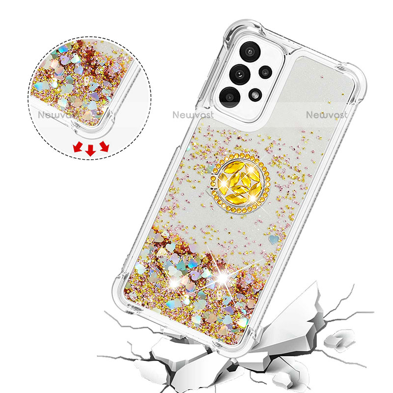 Silicone Candy Rubber TPU Bling-Bling Soft Case Cover with Finger Ring Stand S01 for Samsung Galaxy A23 5G