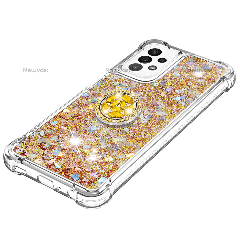 Silicone Candy Rubber TPU Bling-Bling Soft Case Cover with Finger Ring Stand S01 for Samsung Galaxy A23 5G