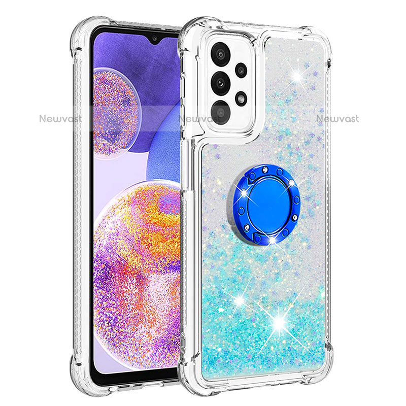 Silicone Candy Rubber TPU Bling-Bling Soft Case Cover with Finger Ring Stand S01 for Samsung Galaxy A23 5G