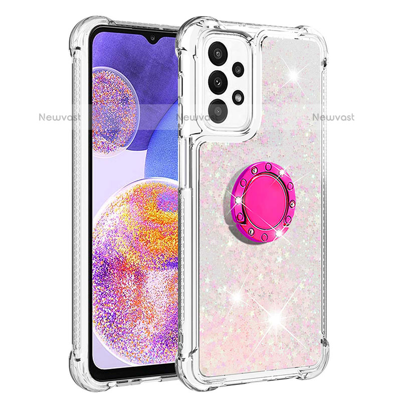 Silicone Candy Rubber TPU Bling-Bling Soft Case Cover with Finger Ring Stand S01 for Samsung Galaxy A23 5G