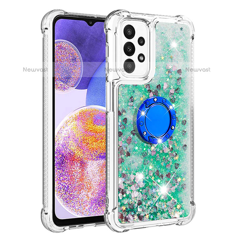 Silicone Candy Rubber TPU Bling-Bling Soft Case Cover with Finger Ring Stand S01 for Samsung Galaxy A23 5G