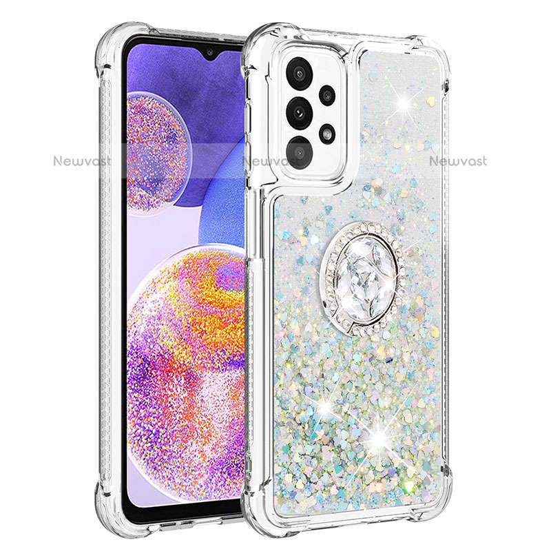 Silicone Candy Rubber TPU Bling-Bling Soft Case Cover with Finger Ring Stand S01 for Samsung Galaxy A23 5G