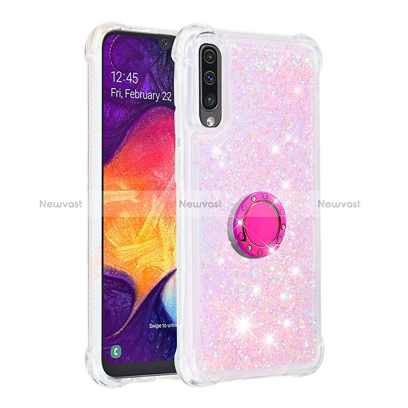 Silicone Candy Rubber TPU Bling-Bling Soft Case Cover with Finger Ring Stand S01 for Samsung Galaxy A30S