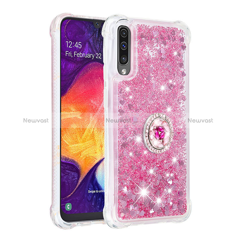 Silicone Candy Rubber TPU Bling-Bling Soft Case Cover with Finger Ring Stand S01 for Samsung Galaxy A30S