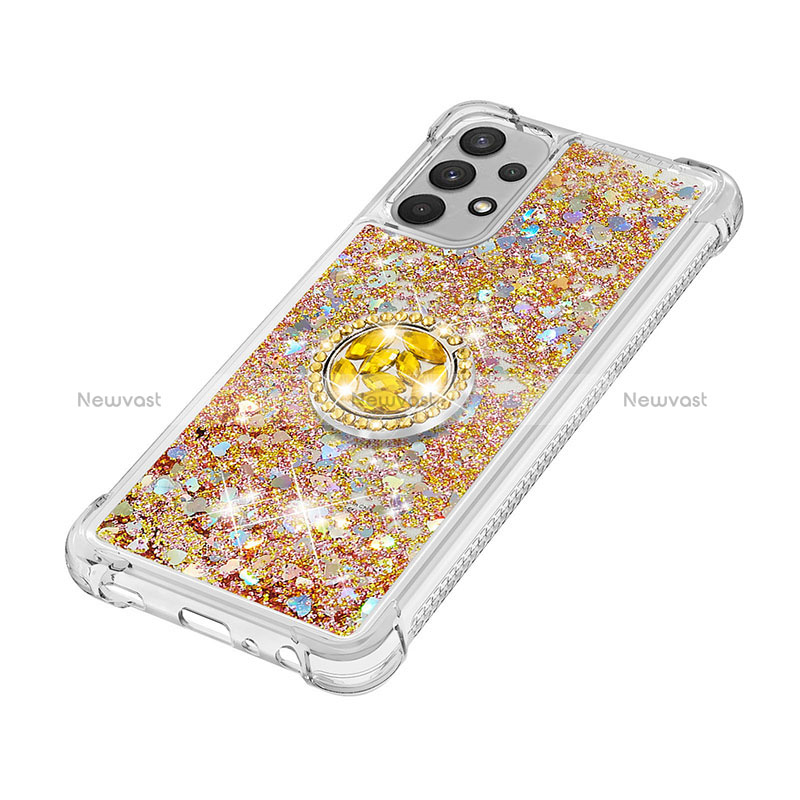 Silicone Candy Rubber TPU Bling-Bling Soft Case Cover with Finger Ring Stand S01 for Samsung Galaxy A32 5G