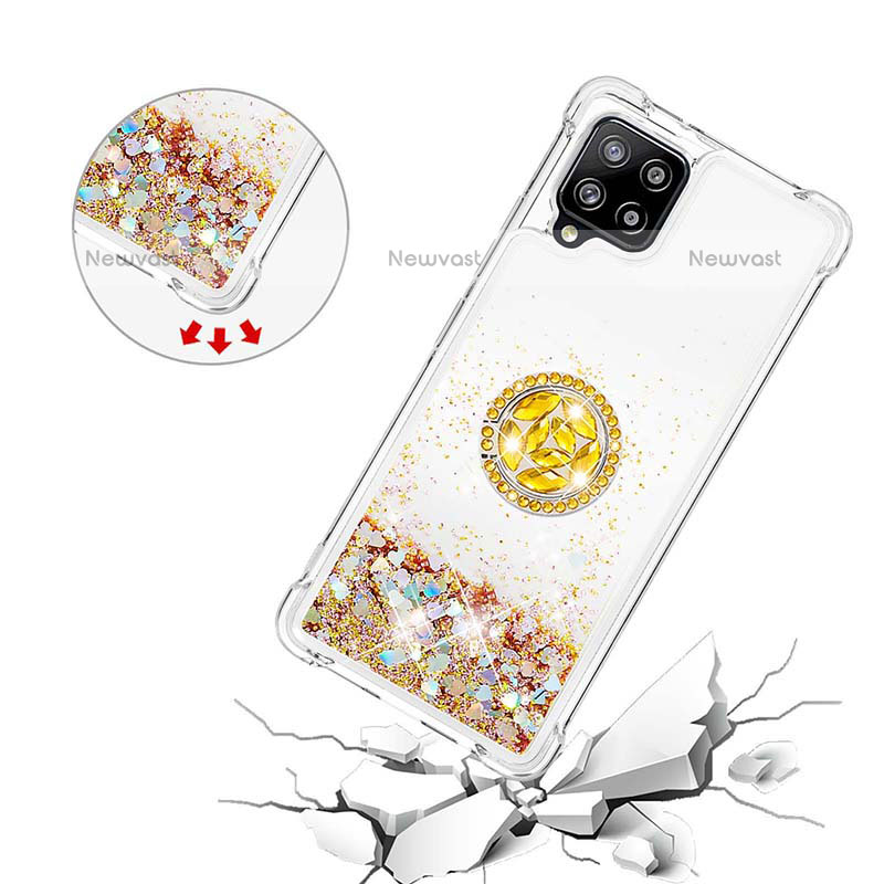 Silicone Candy Rubber TPU Bling-Bling Soft Case Cover with Finger Ring Stand S01 for Samsung Galaxy A42 5G