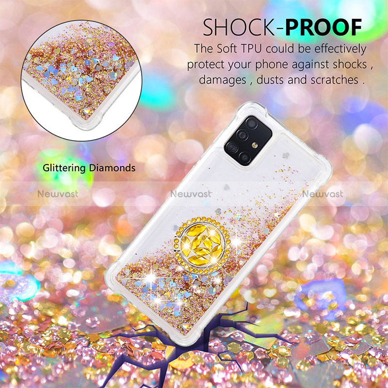 Silicone Candy Rubber TPU Bling-Bling Soft Case Cover with Finger Ring Stand S01 for Samsung Galaxy A51 5G