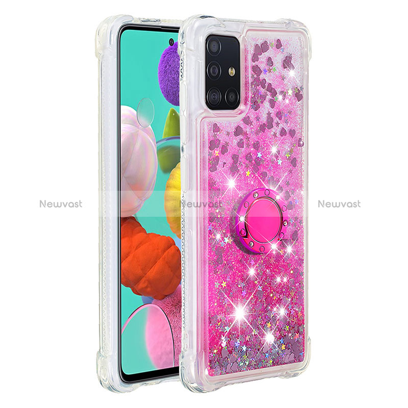 Silicone Candy Rubber TPU Bling-Bling Soft Case Cover with Finger Ring Stand S01 for Samsung Galaxy A51 5G