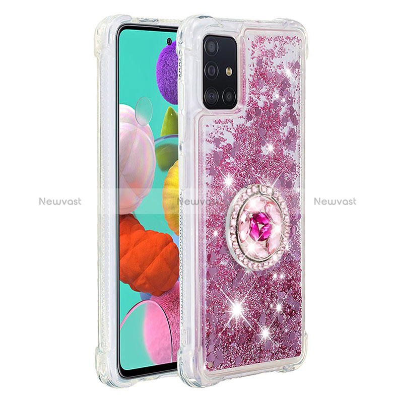 Silicone Candy Rubber TPU Bling-Bling Soft Case Cover with Finger Ring Stand S01 for Samsung Galaxy A51 5G