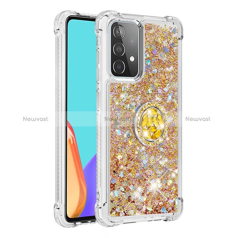 Silicone Candy Rubber TPU Bling-Bling Soft Case Cover with Finger Ring Stand S01 for Samsung Galaxy A52 4G