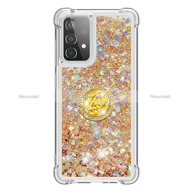 Silicone Candy Rubber TPU Bling-Bling Soft Case Cover with Finger Ring Stand S01 for Samsung Galaxy A52 4G