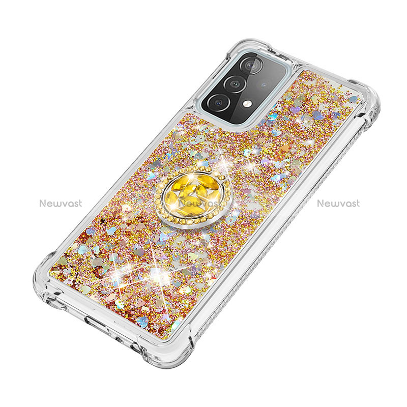 Silicone Candy Rubber TPU Bling-Bling Soft Case Cover with Finger Ring Stand S01 for Samsung Galaxy A52 4G