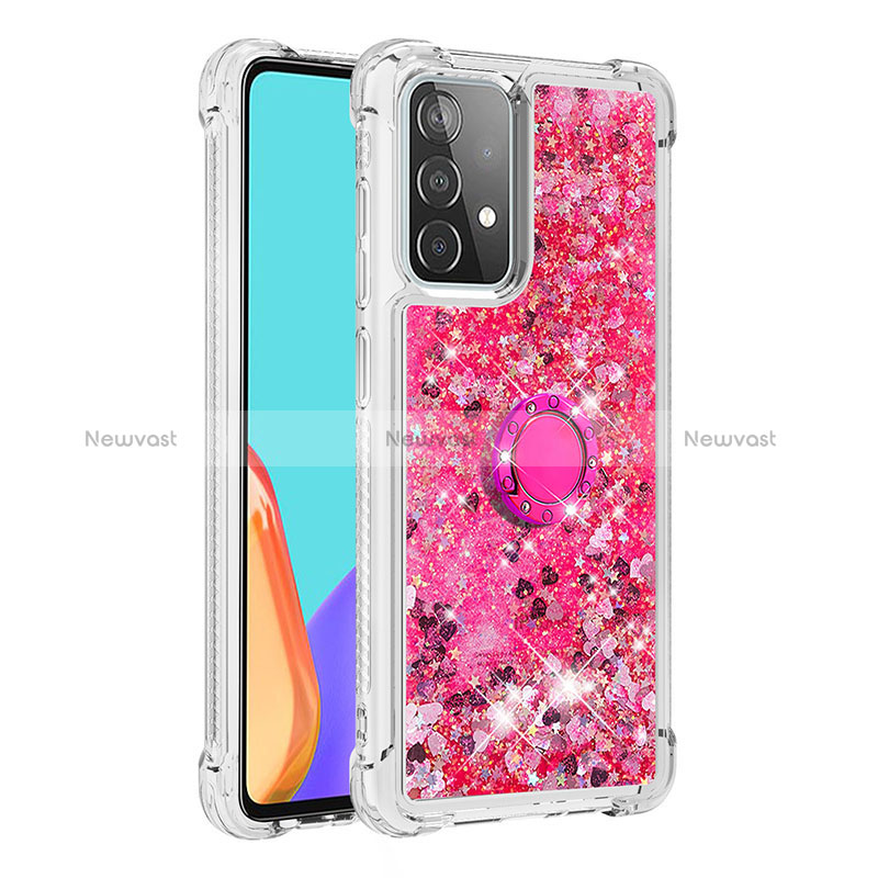 Silicone Candy Rubber TPU Bling-Bling Soft Case Cover with Finger Ring Stand S01 for Samsung Galaxy A52 4G