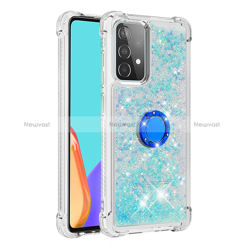 Silicone Candy Rubber TPU Bling-Bling Soft Case Cover with Finger Ring Stand S01 for Samsung Galaxy A52 4G