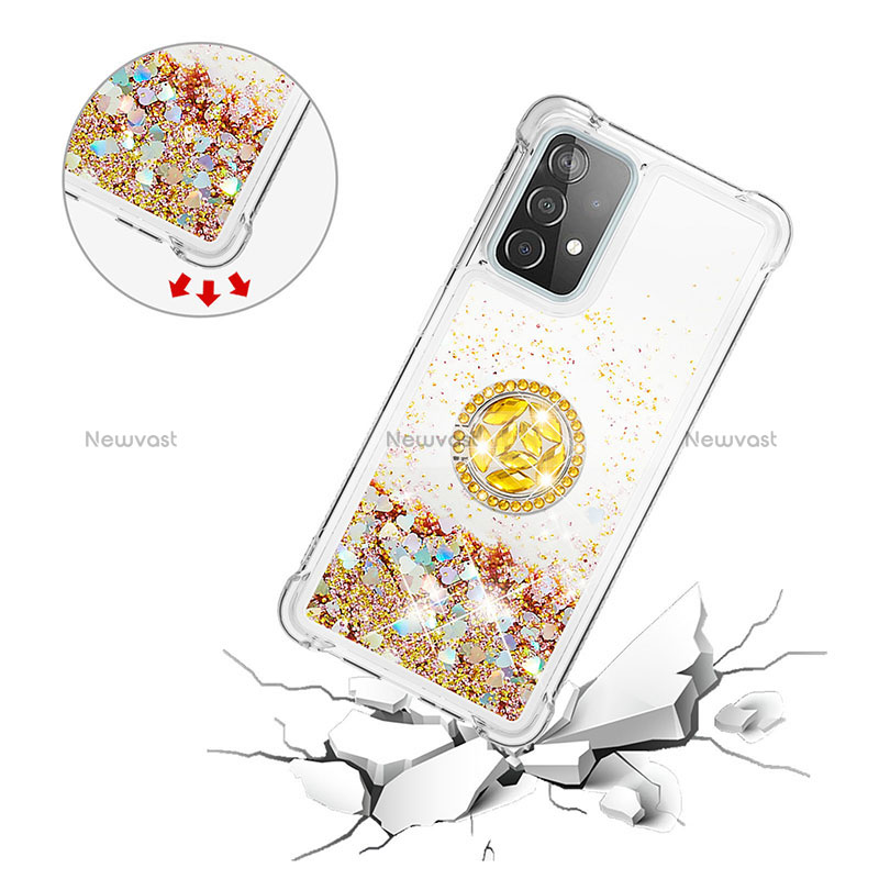 Silicone Candy Rubber TPU Bling-Bling Soft Case Cover with Finger Ring Stand S01 for Samsung Galaxy A52 5G