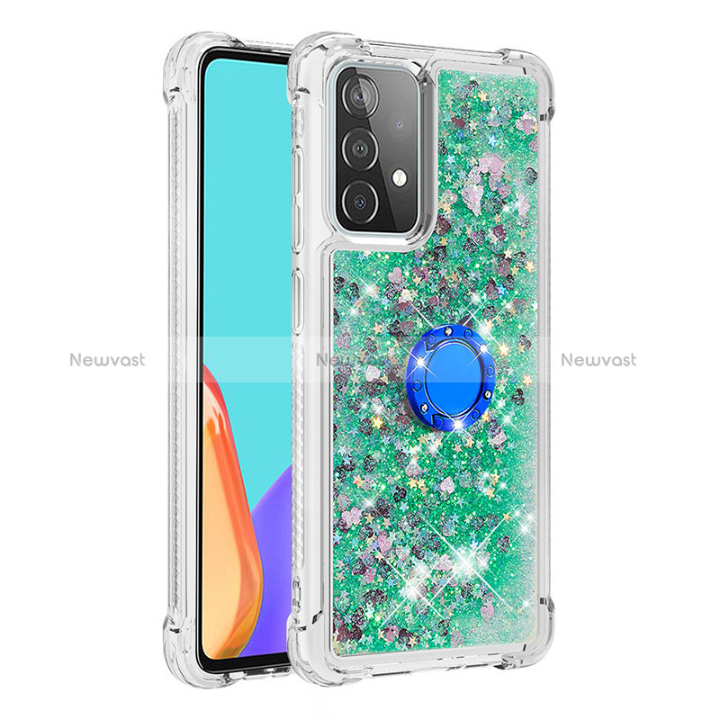 Silicone Candy Rubber TPU Bling-Bling Soft Case Cover with Finger Ring Stand S01 for Samsung Galaxy A52s 5G