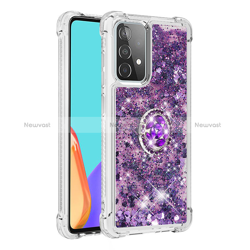 Silicone Candy Rubber TPU Bling-Bling Soft Case Cover with Finger Ring Stand S01 for Samsung Galaxy A52s 5G