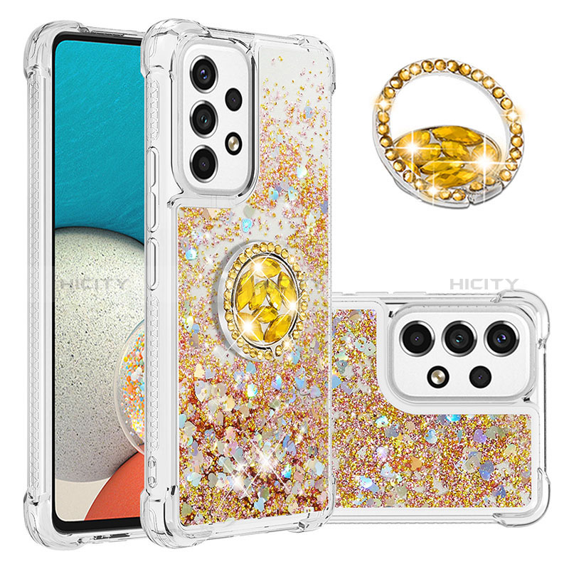 Silicone Candy Rubber TPU Bling-Bling Soft Case Cover with Finger Ring Stand S01 for Samsung Galaxy A53 5G