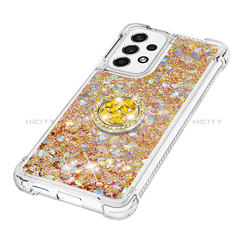 Silicone Candy Rubber TPU Bling-Bling Soft Case Cover with Finger Ring Stand S01 for Samsung Galaxy A53 5G