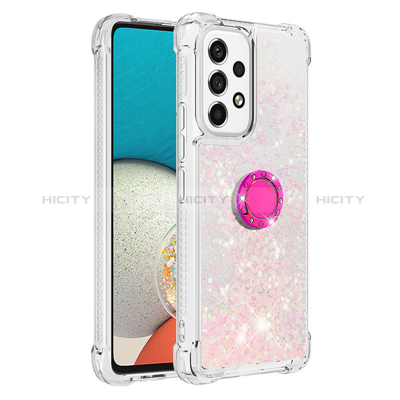 Silicone Candy Rubber TPU Bling-Bling Soft Case Cover with Finger Ring Stand S01 for Samsung Galaxy A53 5G