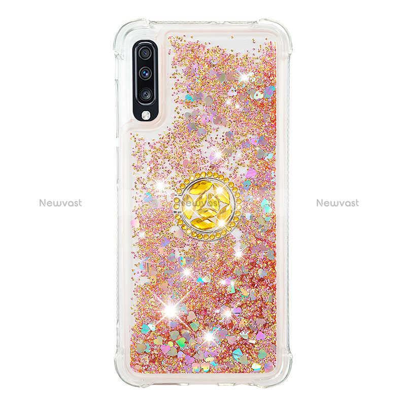 Silicone Candy Rubber TPU Bling-Bling Soft Case Cover with Finger Ring Stand S01 for Samsung Galaxy A70