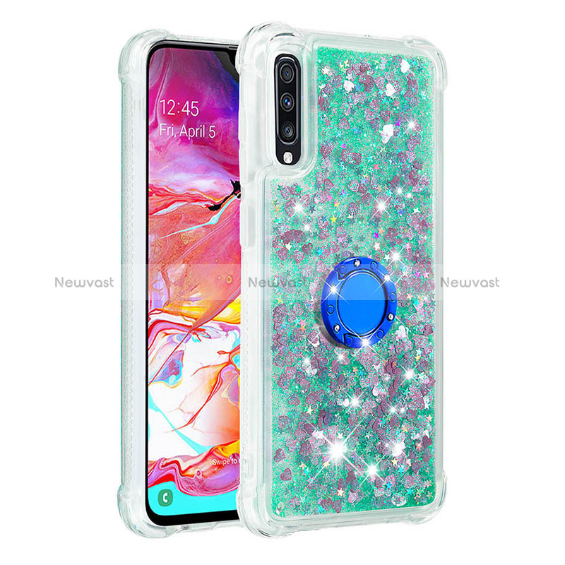 Silicone Candy Rubber TPU Bling-Bling Soft Case Cover with Finger Ring Stand S01 for Samsung Galaxy A70