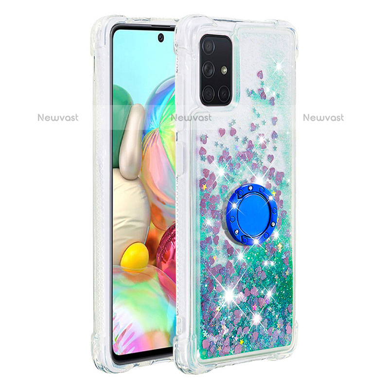 Silicone Candy Rubber TPU Bling-Bling Soft Case Cover with Finger Ring Stand S01 for Samsung Galaxy A71 4G A715