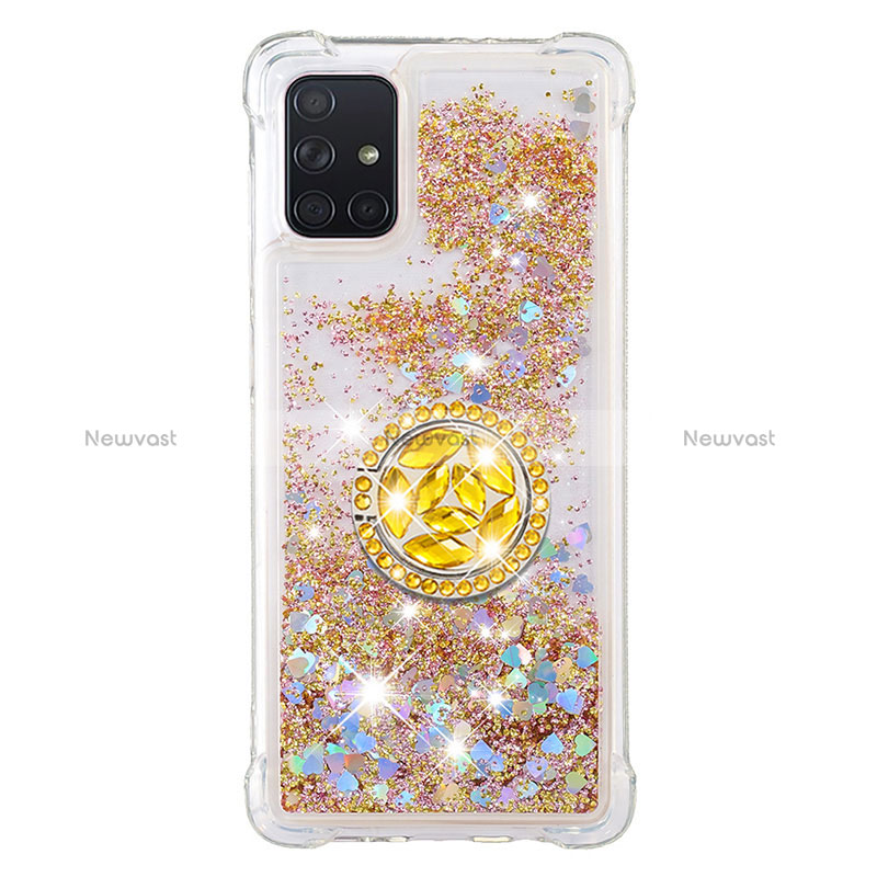 Silicone Candy Rubber TPU Bling-Bling Soft Case Cover with Finger Ring Stand S01 for Samsung Galaxy A71 5G