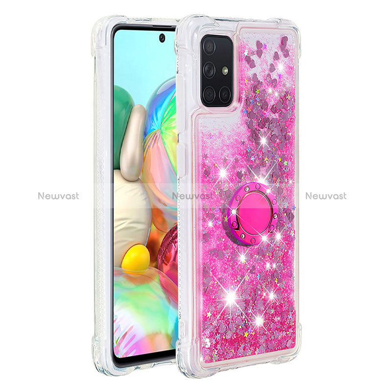 Silicone Candy Rubber TPU Bling-Bling Soft Case Cover with Finger Ring Stand S01 for Samsung Galaxy A71 5G