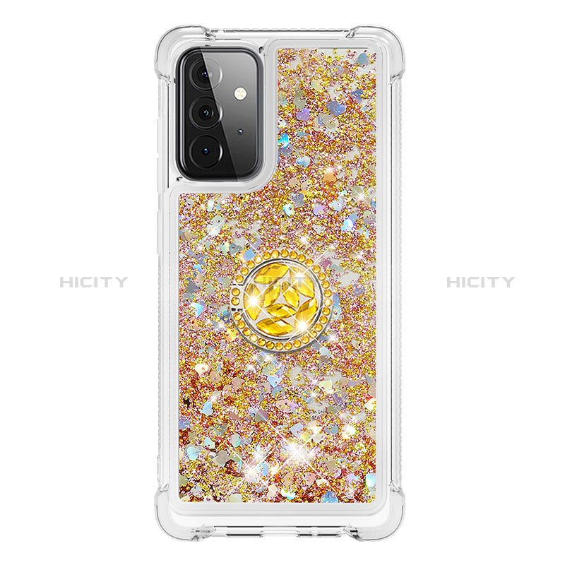 Silicone Candy Rubber TPU Bling-Bling Soft Case Cover with Finger Ring Stand S01 for Samsung Galaxy A72 5G