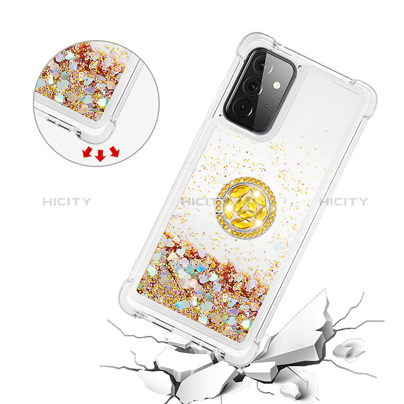 Silicone Candy Rubber TPU Bling-Bling Soft Case Cover with Finger Ring Stand S01 for Samsung Galaxy A72 5G