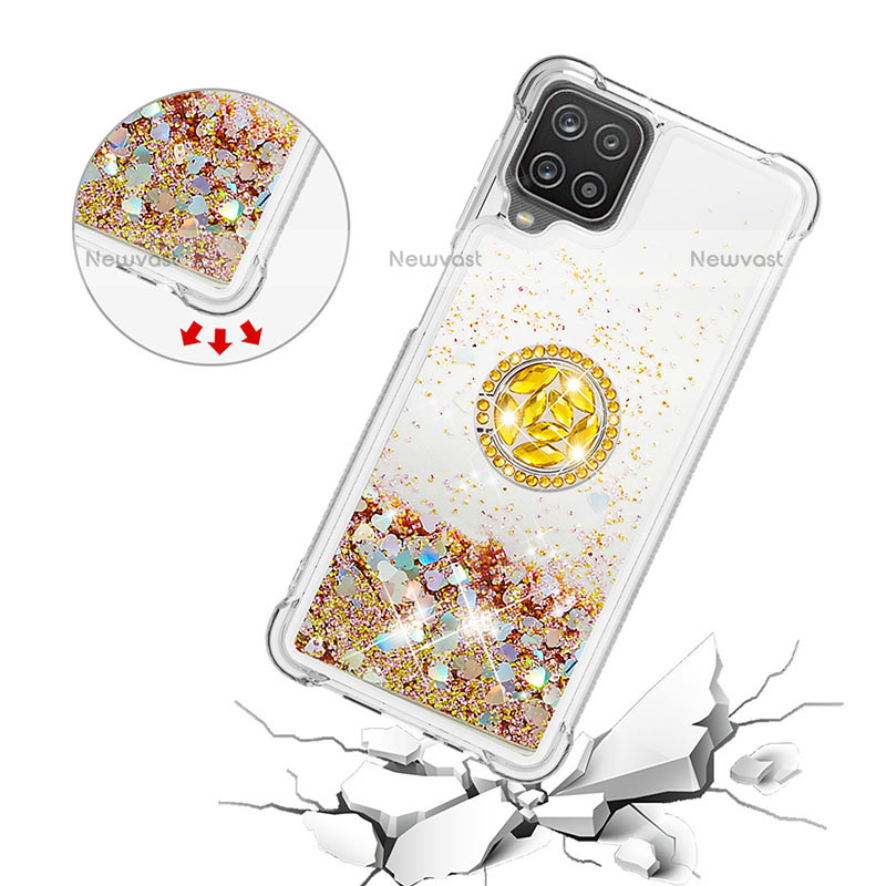 Silicone Candy Rubber TPU Bling-Bling Soft Case Cover with Finger Ring Stand S01 for Samsung Galaxy F12