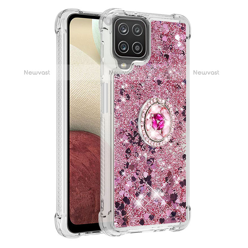 Silicone Candy Rubber TPU Bling-Bling Soft Case Cover with Finger Ring Stand S01 for Samsung Galaxy F12