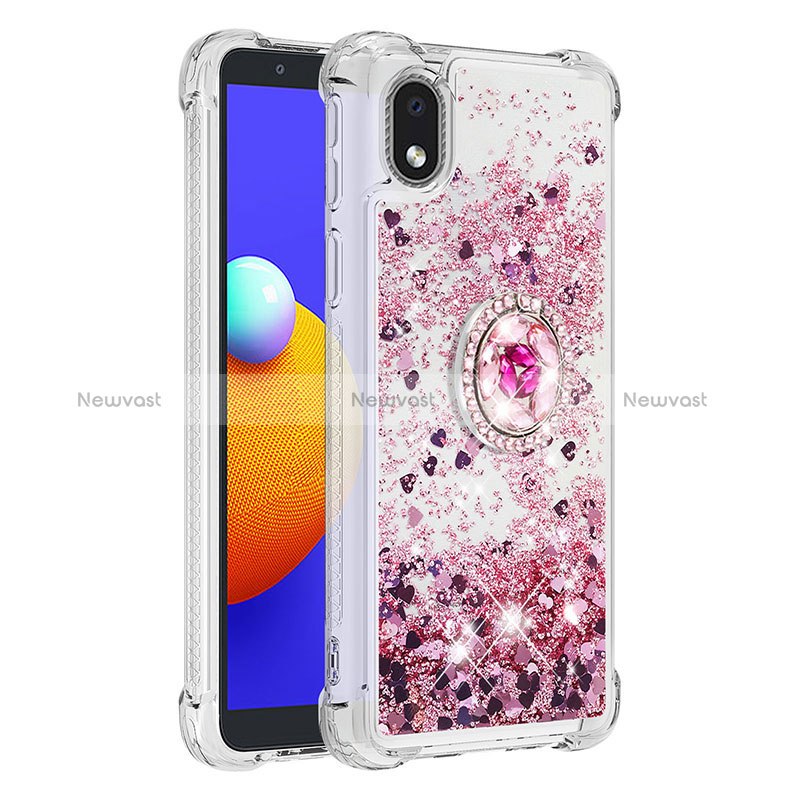 Silicone Candy Rubber TPU Bling-Bling Soft Case Cover with Finger Ring Stand S01 for Samsung Galaxy M01 Core