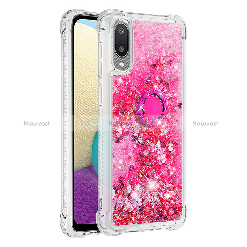 Silicone Candy Rubber TPU Bling-Bling Soft Case Cover with Finger Ring Stand S01 for Samsung Galaxy M02