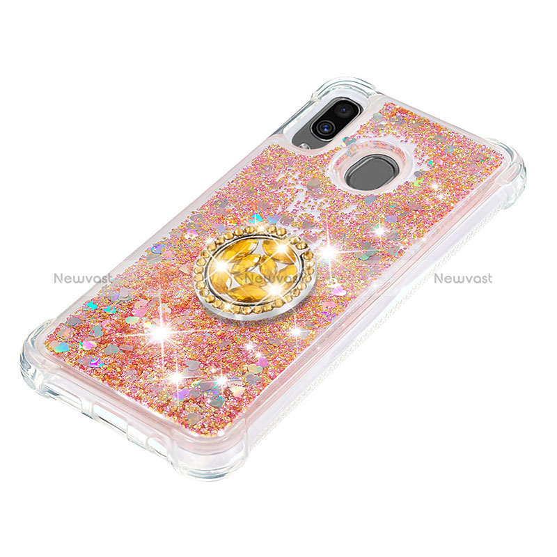 Silicone Candy Rubber TPU Bling-Bling Soft Case Cover with Finger Ring Stand S01 for Samsung Galaxy M10S