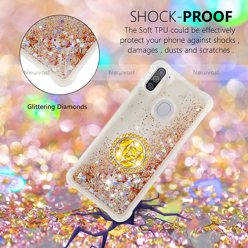 Silicone Candy Rubber TPU Bling-Bling Soft Case Cover with Finger Ring Stand S01 for Samsung Galaxy M11