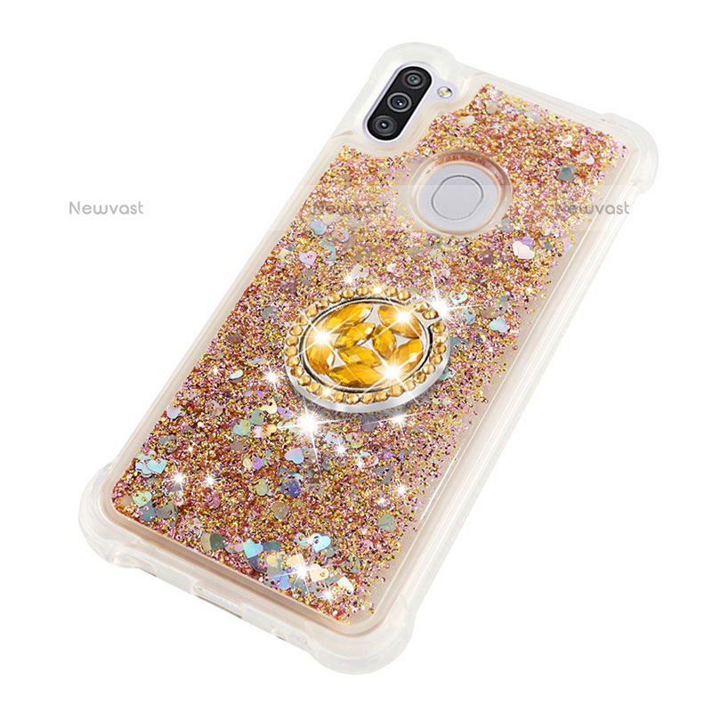 Silicone Candy Rubber TPU Bling-Bling Soft Case Cover with Finger Ring Stand S01 for Samsung Galaxy M11