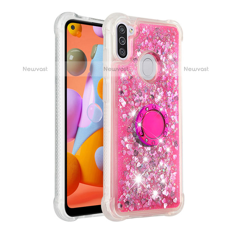 Silicone Candy Rubber TPU Bling-Bling Soft Case Cover with Finger Ring Stand S01 for Samsung Galaxy M11