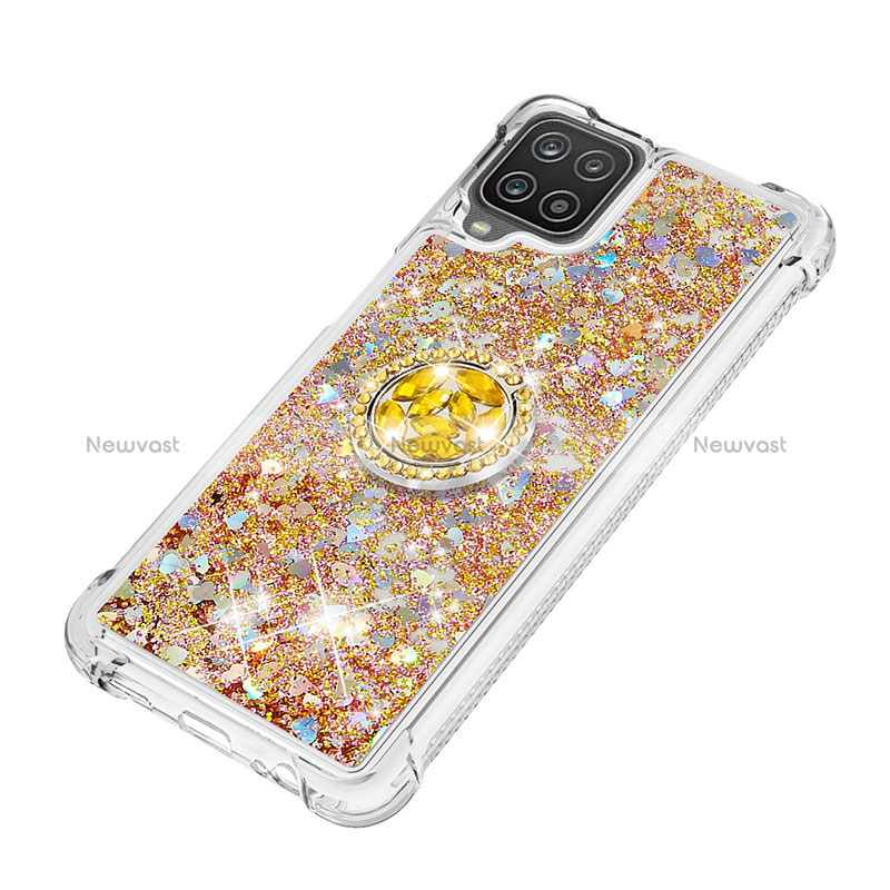 Silicone Candy Rubber TPU Bling-Bling Soft Case Cover with Finger Ring Stand S01 for Samsung Galaxy M12