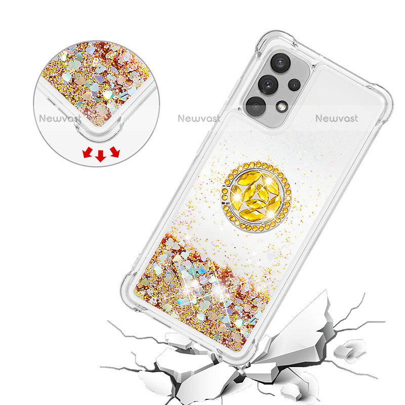 Silicone Candy Rubber TPU Bling-Bling Soft Case Cover with Finger Ring Stand S01 for Samsung Galaxy M32 5G