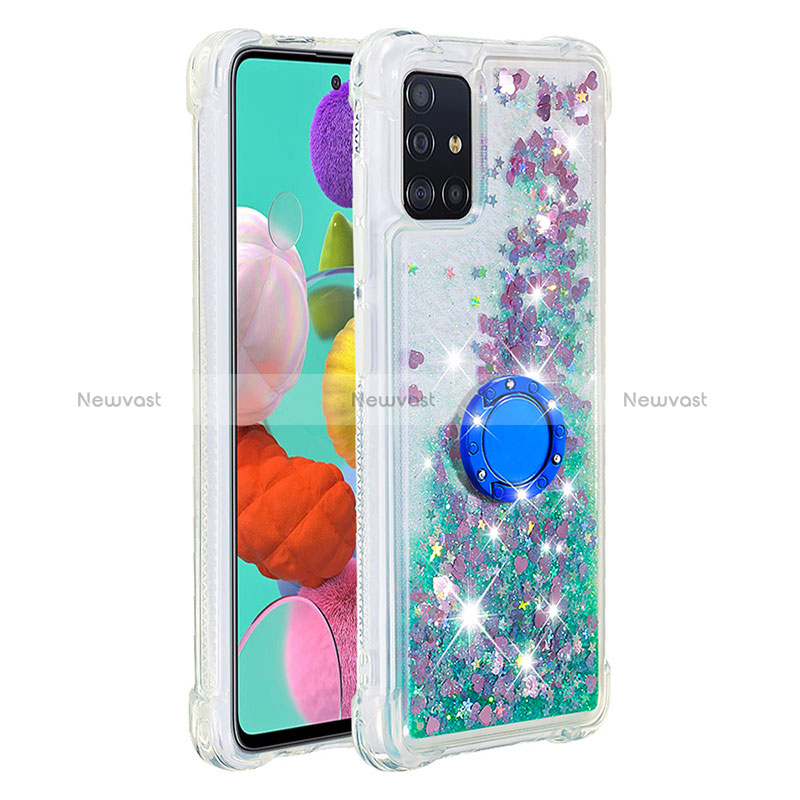 Silicone Candy Rubber TPU Bling-Bling Soft Case Cover with Finger Ring Stand S01 for Samsung Galaxy M40S Green