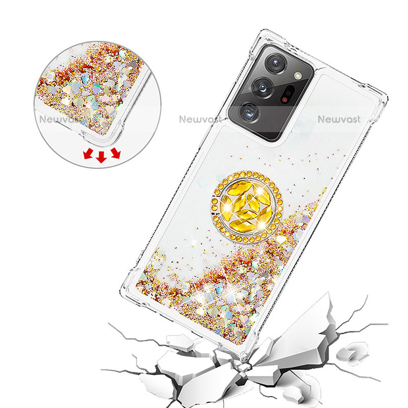 Silicone Candy Rubber TPU Bling-Bling Soft Case Cover with Finger Ring Stand S01 for Samsung Galaxy Note 20 Ultra 5G