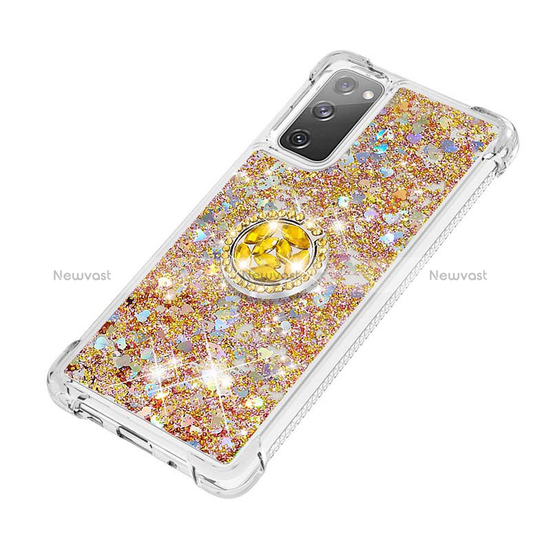 Silicone Candy Rubber TPU Bling-Bling Soft Case Cover with Finger Ring Stand S01 for Samsung Galaxy S20 FE 5G